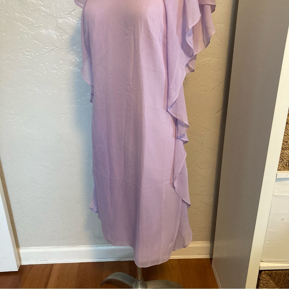 NEW!  Lauren Ralph Lauren Ruffled Olokun crepe Dress in ‘violet’ - Picture 12 of 13